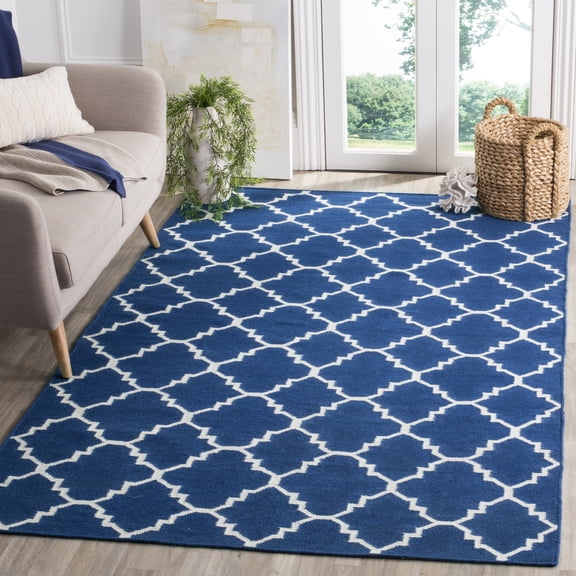 Safavieh Dhurries Jona Geometric Area Rug, Dark Blue, 6' x 6' Square