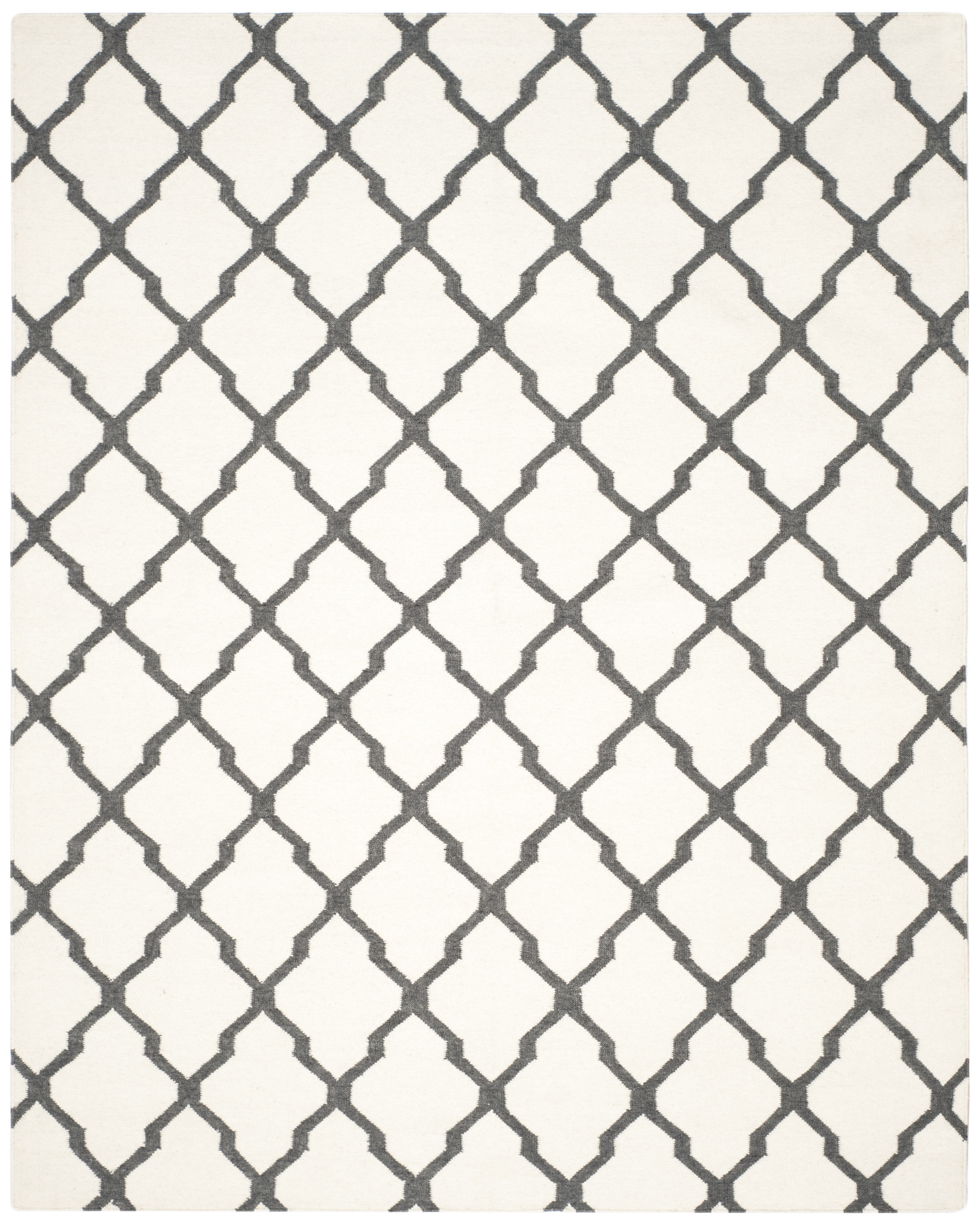 Ivory Charcoal Handwoven Wool-Blend 8' x 10' Flat Weave Rug