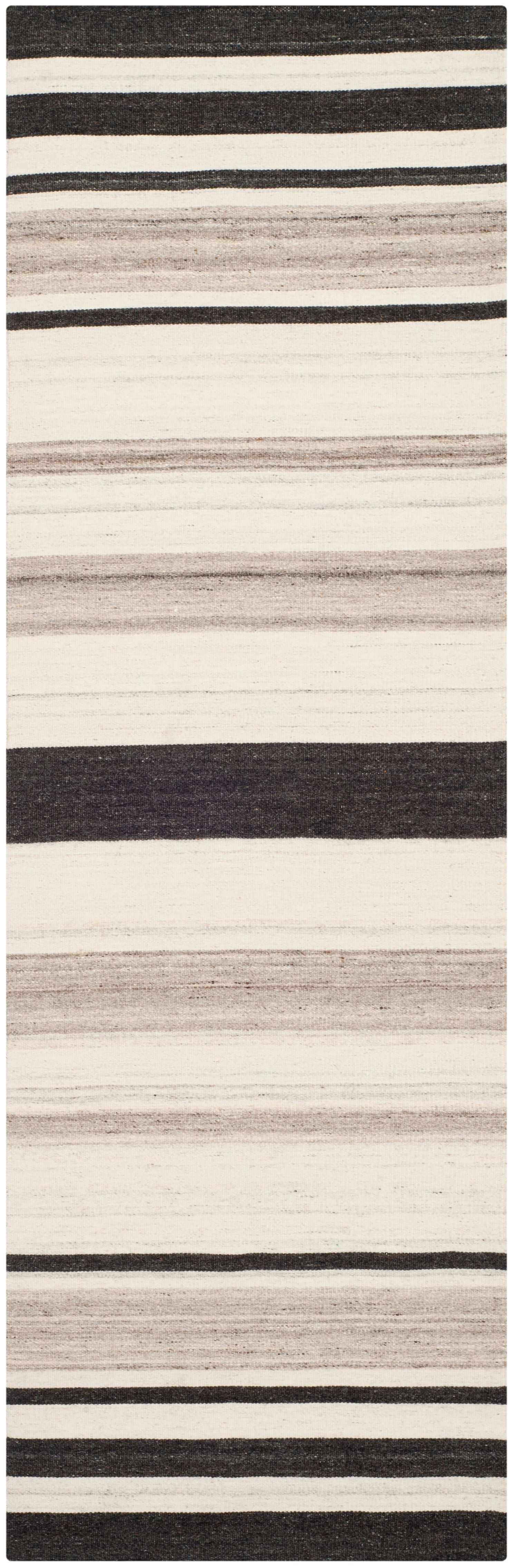 Natural Gray Handwoven Wool Flat Weave Runner Rug