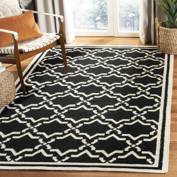 Safavieh Dhurries Myles Geometric Area Rug, Black/Ivory, 6' x 6' Square