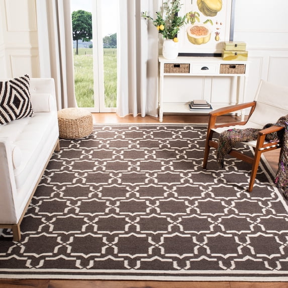 Safavieh Dhurries Myles Geometric Area Rug, Chocolate/Ivory, 2' x 3'