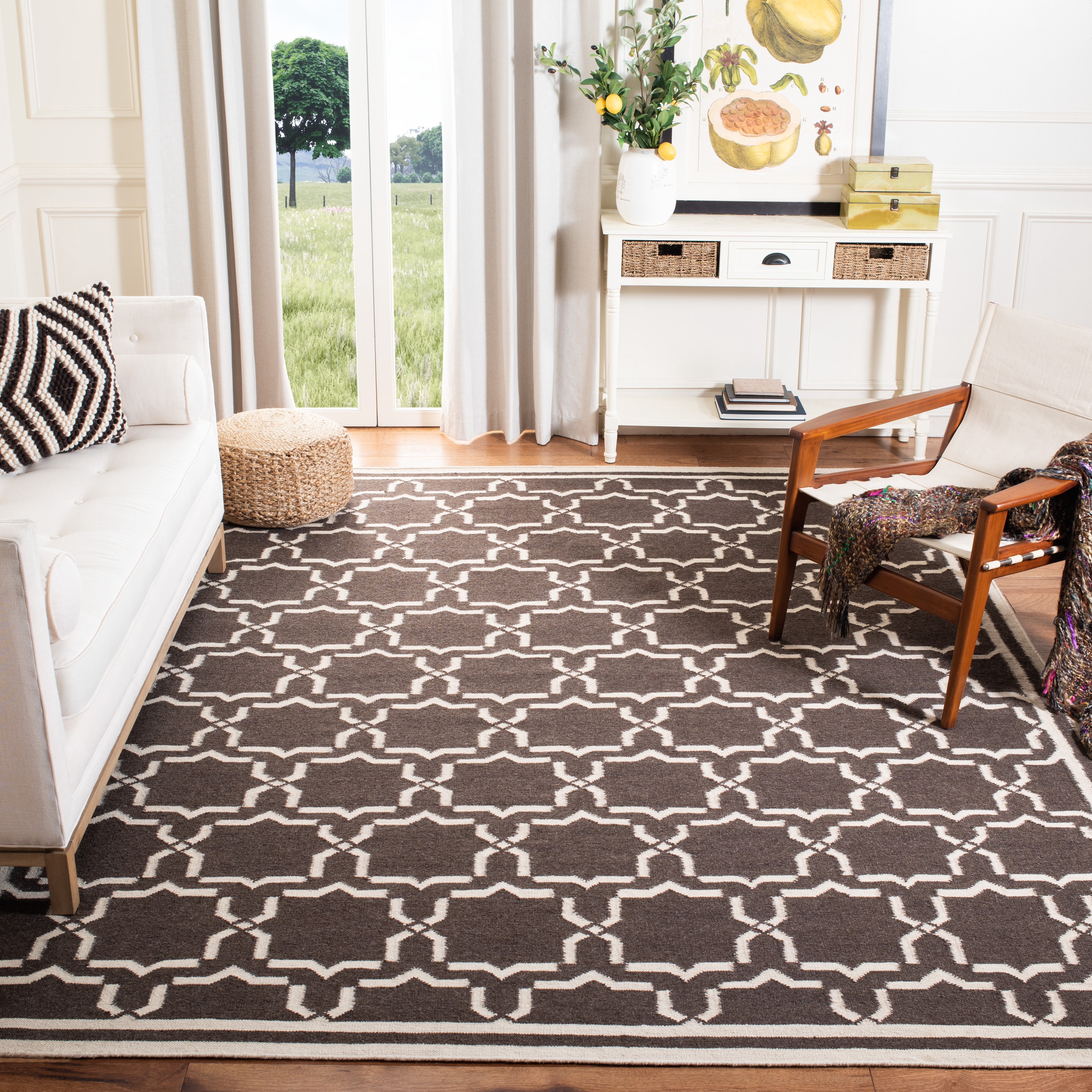 Safavieh Dhurries Myles Geometric Area Rug, Chocolate/Ivory, 8' x 10'