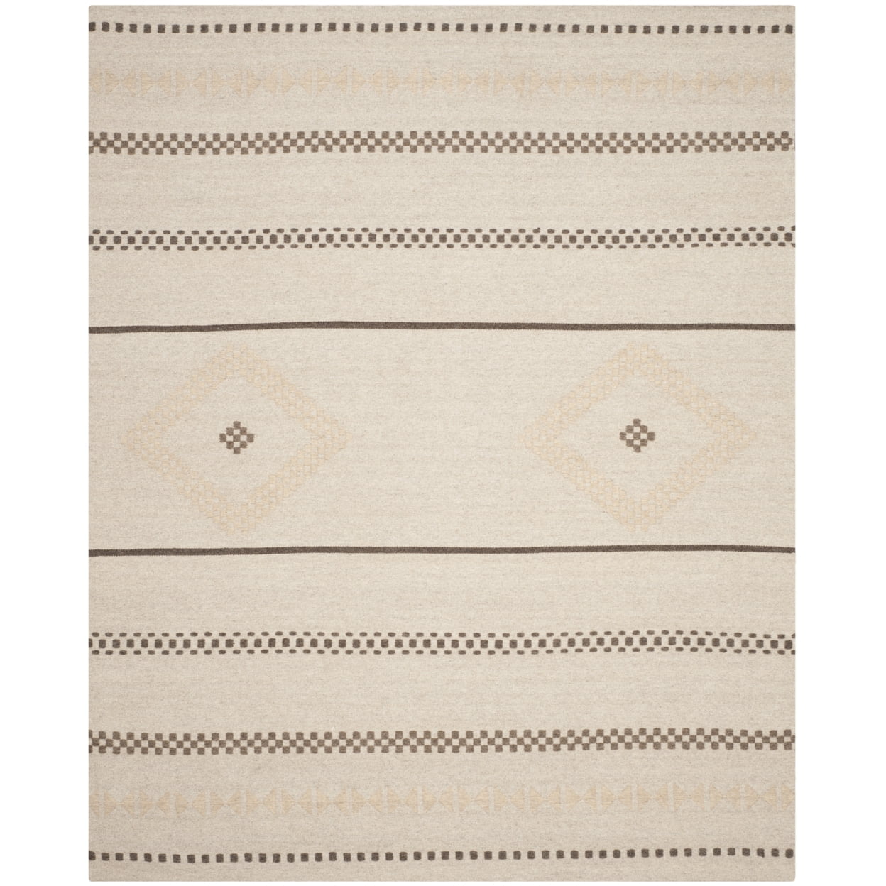 Sublime Handmade Wool Flat Weave Reversible Rug, Natural, 8' x 10'