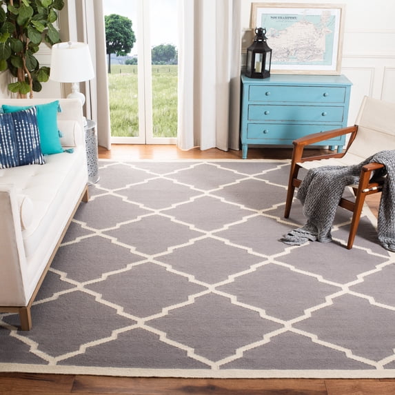 Safavieh Dhurries Roslyn Geometric Area Rug, Gray/Ivory, 8' x 8' Square