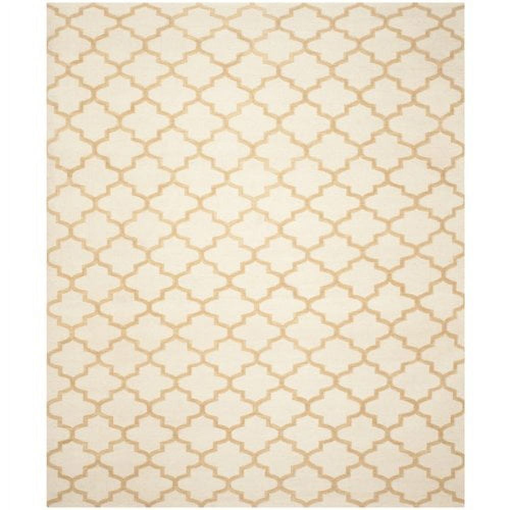 Ivory and Gold 4' x 6' Flatweave Wool Rug