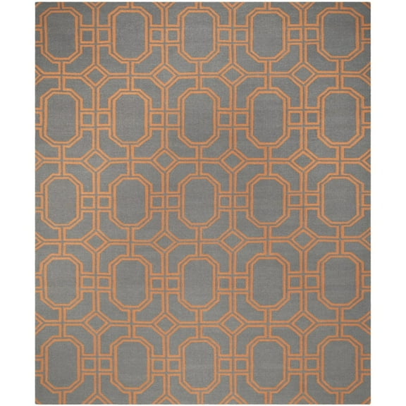 SAFAVIEH Dhurrie Sebastian Geometric Wool Area Rug, Blue/Orange, 3' x 5'