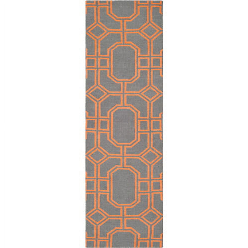 Handwoven Light Blue/Ivory Wool Runner Rug 30" x 8"
