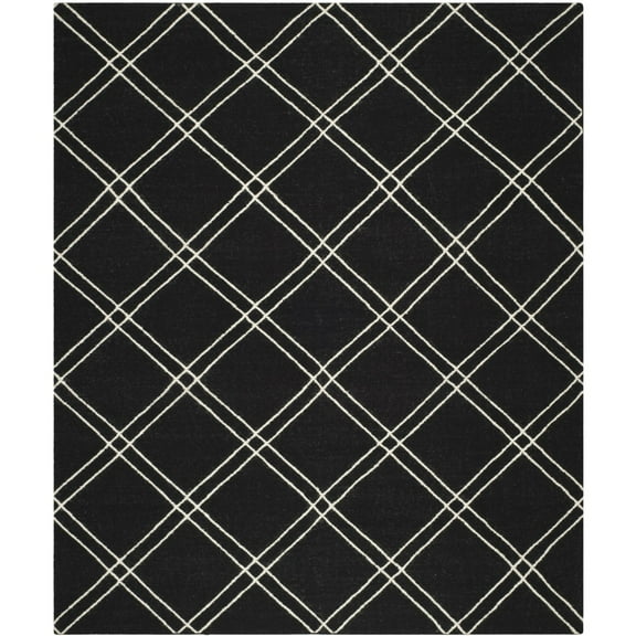 SAFAVIEH Dhurrie Skyler Geometric Diamonds Wool Area Rug, Black/Ivory, 2'6" x 4'