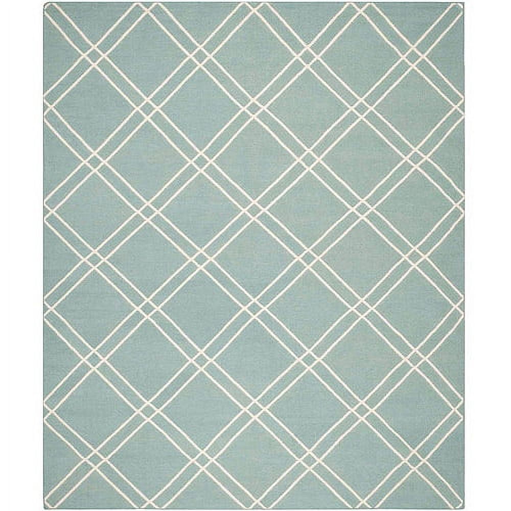 SAFAVIEH Dhurrie Skyler Geometric Diamonds Wool Area Rug, Light Blue