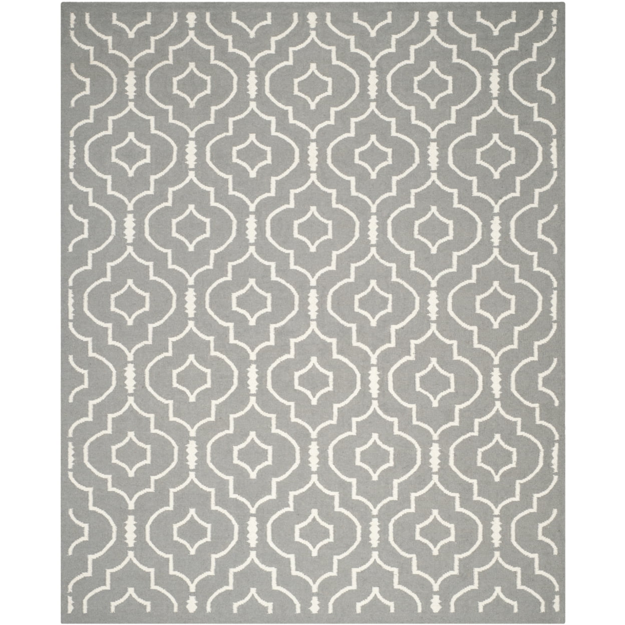 Handmade Grey/Ivory Geometric Wool Area Rug, 10' x 14'