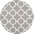 thumbnail image 1 of SAFAVIEH Dhurrie Sloane Geometric Circles Wool Area Rug, Grey/Ivory, 6' x 6' Round, 1 of 5