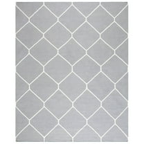 SAFAVIEH Dhurrie Solomon Geometric Moroccan Wool Area Rug, Grey/Ivory, 4' x 6'