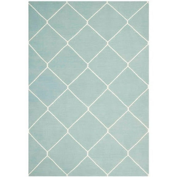 SAFAVIEH Dhurrie Solomon Geometric Moroccan Wool Area Rug, Light Blue/Ivory, 2'6" x 4'