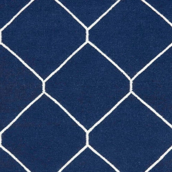 SAFAVIEH Dhurrie Solomon Geometric Moroccan Wool Area Rug, Navy/Ivory, 3' x 5'