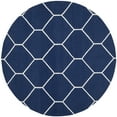 thumbnail image 1 of SAFAVIEH Dhurrie Solomon Geometric Moroccan Wool Area Rug, Navy/Ivory, 6' x 6' Round, 1 of 5