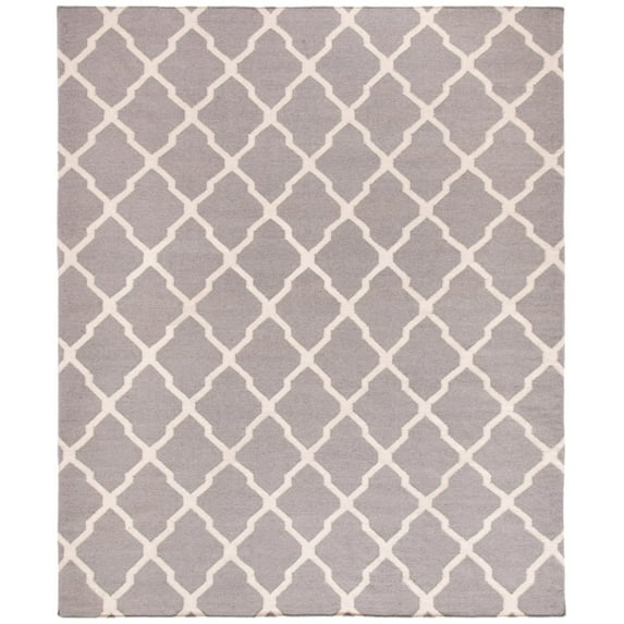 SAFAVIEH Dhurrie Tabitha Geometric Moroccan Wool Area Rug, Dark Grey/Ivory, 4' x 6'