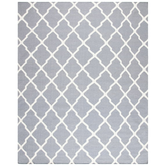 SAFAVIEH Dhurrie Tabitha Geometric Moroccan Wool Area Rug, Grey/Ivory, 6' x 6' Square