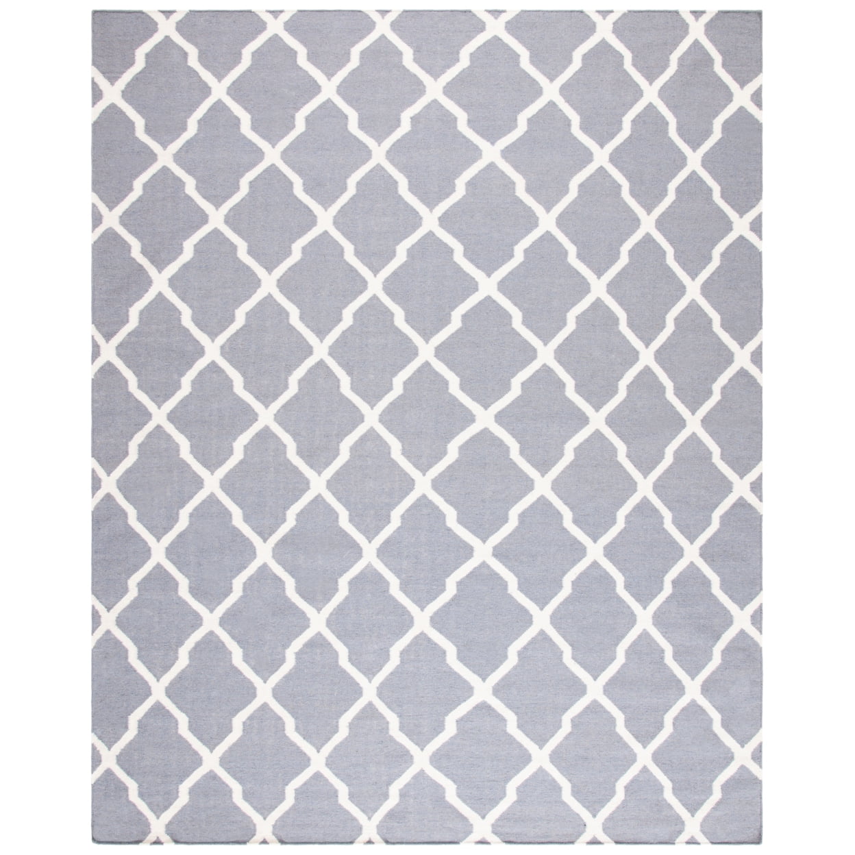 Grey and Ivory Handwoven Wool Geometric Area Rug, 8' x 8'