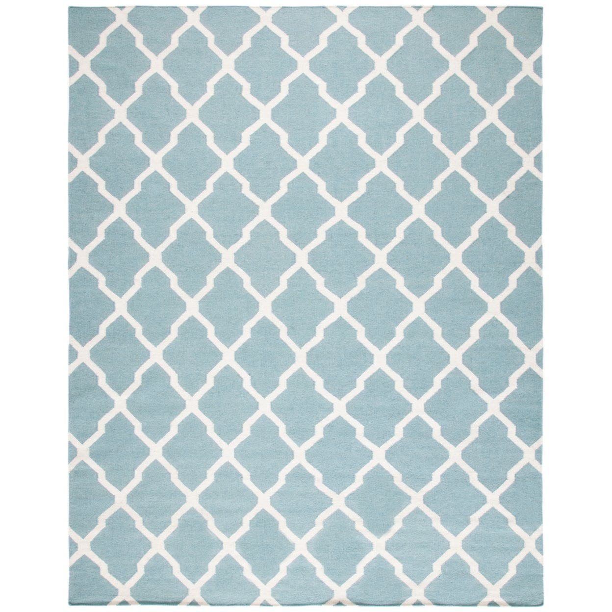 Handwoven Light Blue/Ivory Geometric Wool 3' x 5' Rug