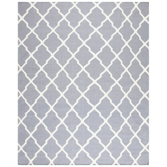SAFAVIEH Dhurrie Tabitha Geometric Moroccan Wool Runner Rug, Grey/Ivory, 2'6" x 10'