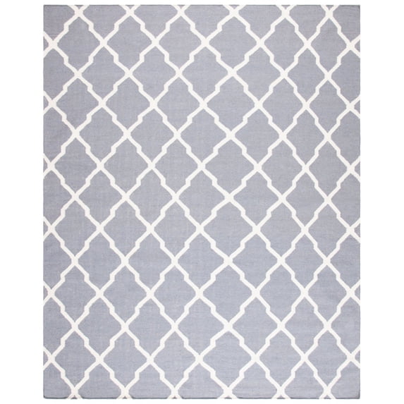 SAFAVIEH Dhurrie Tabitha Geometric Moroccan Wool Runner Rug, Grey/Ivory, 2'6" x 10'
