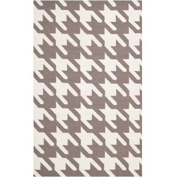 SAFAVIEH Dhurrie Tara Geometric Tessellation Wool Area Rug, Grey/Ivory, 5' x 8'