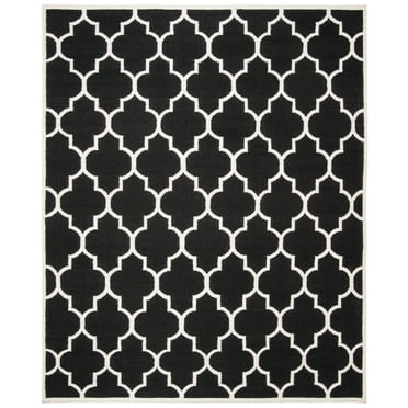 SAFAVIEH Dhurrie Toby Geometric Moroccan Wool Area Rug, Black/Ivory, 3' x 5'