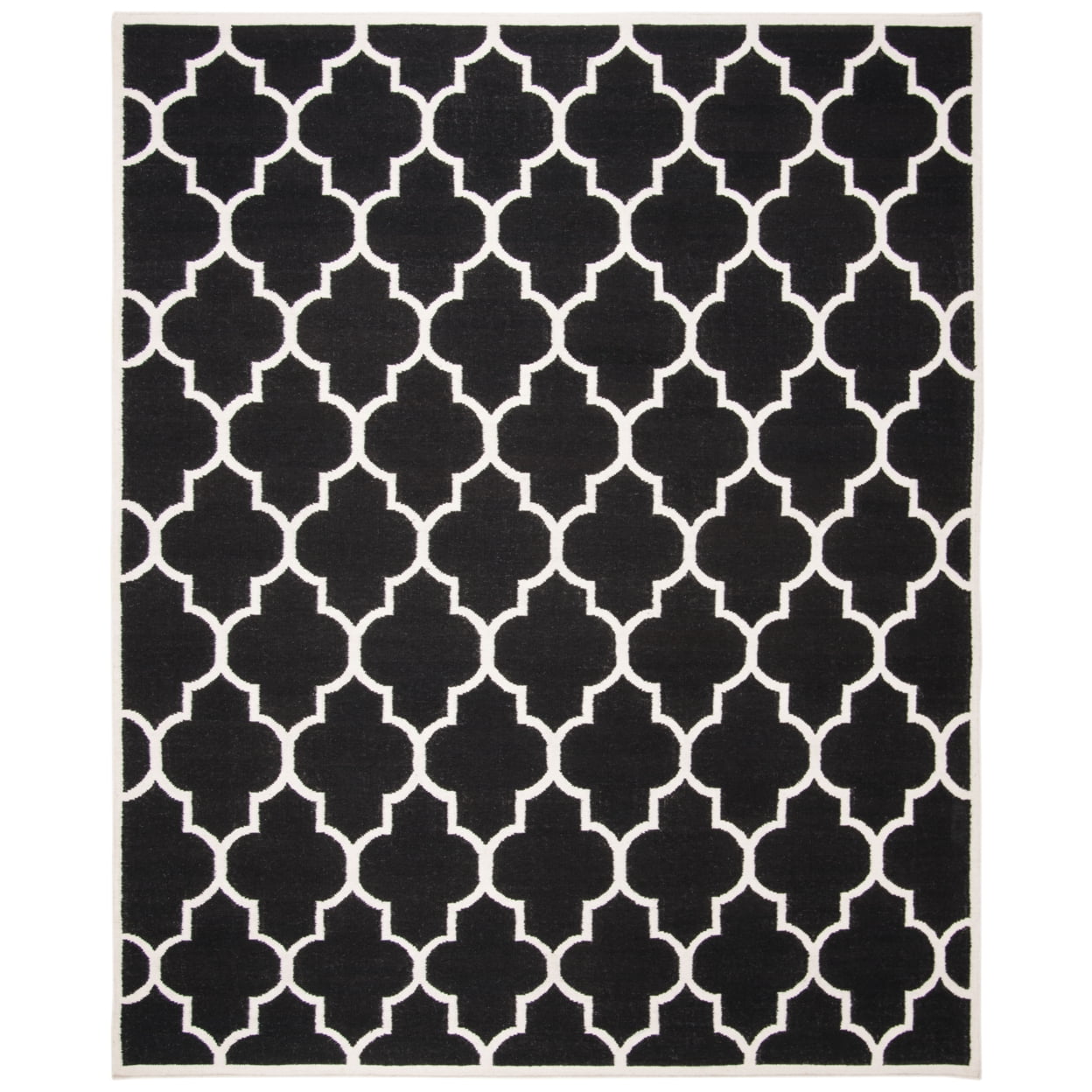Handmade Black and Ivory Geometric Wool 8' x 10' Rug