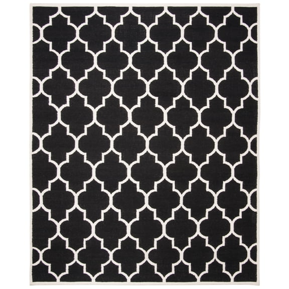 SAFAVIEH Dhurrie Toby Geometric Moroccan Wool Area Rug, Black/Ivory, 8' x 10'