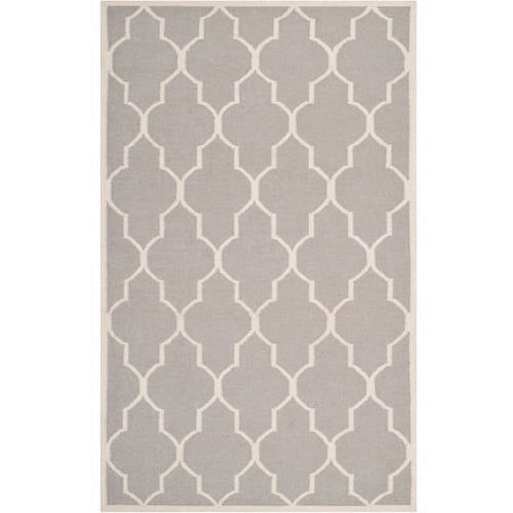 SAFAVIEH Dhurrie Toby Geometric Moroccan Wool Area Rug, Dark Grey/Ivory, 4' x 6'