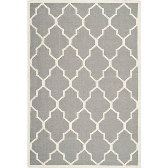 SAFAVIEH Dhurrie Toby Geometric Moroccan Wool Area Rug, Grey/Ivory, 3' x 5'