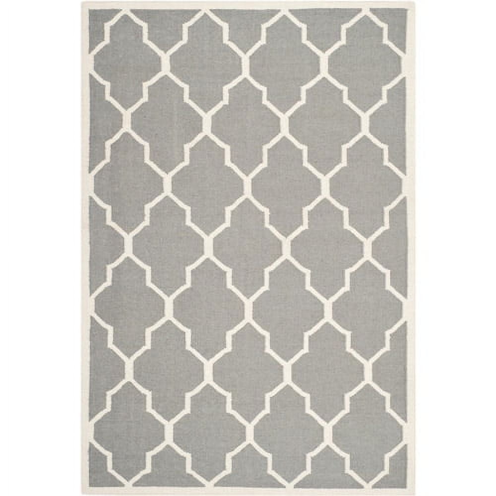 Grey and Ivory Geometric Wool Handwoven Area Rug