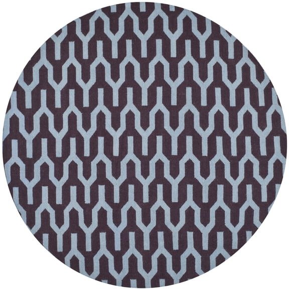 SAFAVIEH Dhurrie Tristen Geometric Moroccan Wool Area Rug, Purple/Blue, 7' x 7' Round