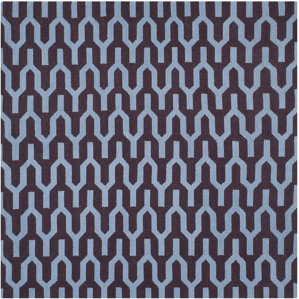 Handwoven Purple and Blue Geometric Wool Area Rug