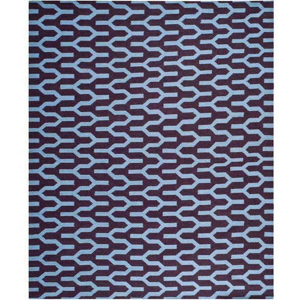 Purple and Blue Geometric Wool 8' x 10' Area Rug