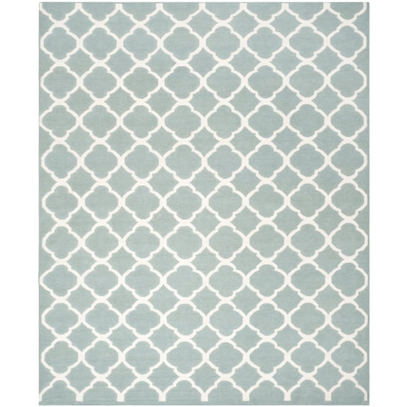 SAFAVIEH Dhurrie Ulysses Geometric Moroccan Wool Area Rug, Blue/Ivory, 3' x 5'