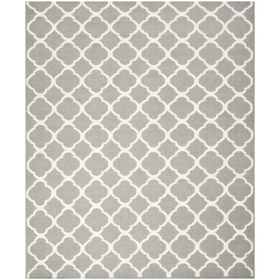 SAFAVIEH Dhurrie Ulysses Geometric Moroccan Wool Area Rug, Grey/Ivory, 8' x 10'