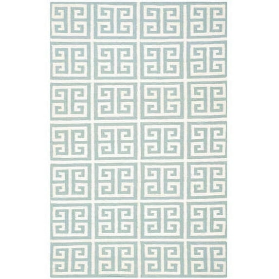 SAFAVIEH Dhurrie Valentina Geometric Moroccan Wool Area Rug, Blue/Ivory, 3' x 5'