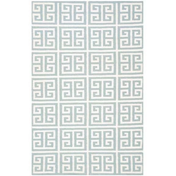 SAFAVIEH Dhurrie Valentina Geometric Moroccan Wool Area Rug, Blue/Ivory, 3' x 5'