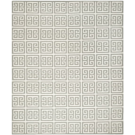 SAFAVIEH Dhurrie Valentina Geometric Moroccan Wool Area Rug, Grey/Ivory, 3' x 5'