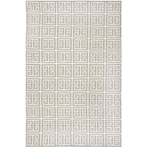 SAFAVIEH Dhurrie Valentina Geometric Moroccan Wool Area Rug, Grey/Ivory, 5' x 8'