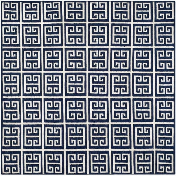 SAFAVIEH Dhurrie Valentina Geometric Moroccan Wool Area Rug, Navy/Ivory, 8' x 10'