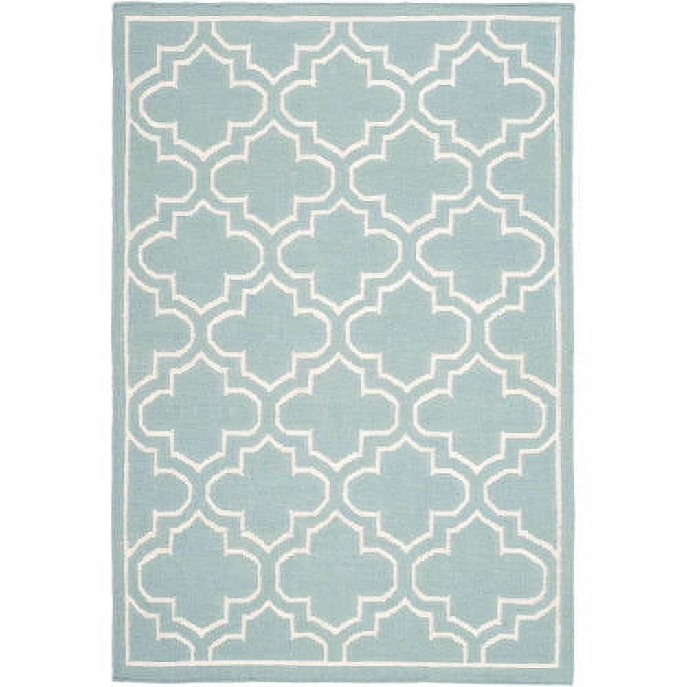 Handmade Blue/Ivory Wool Flat Woven Reversible Rug, 4' x 6'