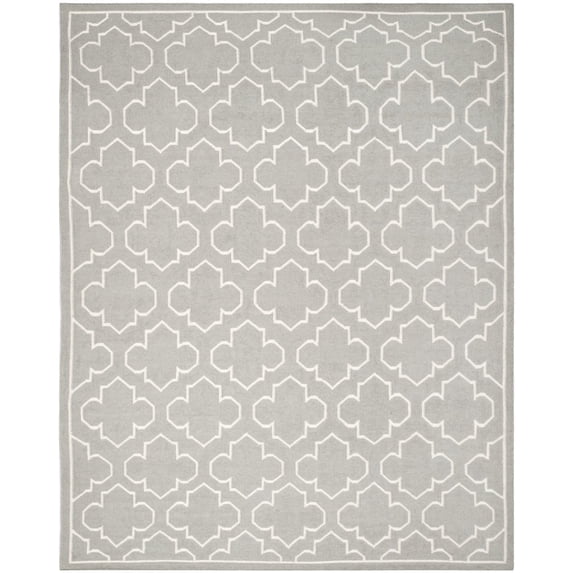 SAFAVIEH Dhurrie Walter Geometric Moroccan Wool Area Rug, Grey/Ivory, 3' x 5'