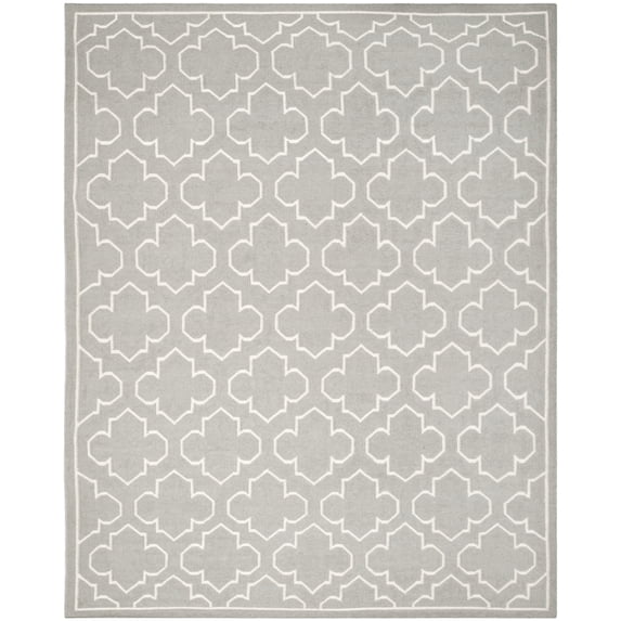 SAFAVIEH Dhurrie Walter Geometric Moroccan Wool Runner Rug, Grey/Ivory, 2'6" x 9'
