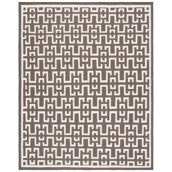 SAFAVIEH Dhurrie Waverly Geometric Moroccan Wool Area Rug, Chocolate/Ivory, 4' x 6'