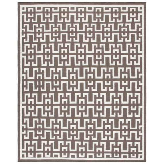 SAFAVIEH Dhurrie Waverly Geometric Moroccan Wool Area Rug, Chocolate/Ivory, 4' x 6'