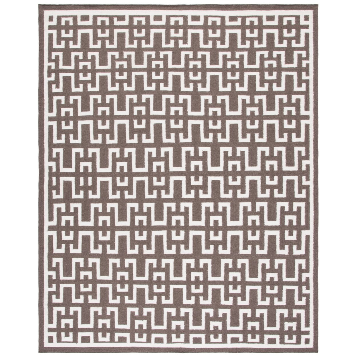 Handmade Chocolate & Ivory Wool Geometric 6' x 9' Area Rug