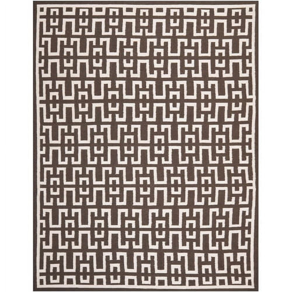 Handmade Chocolate & Ivory Wool Geometric 6' x 9' Area Rug