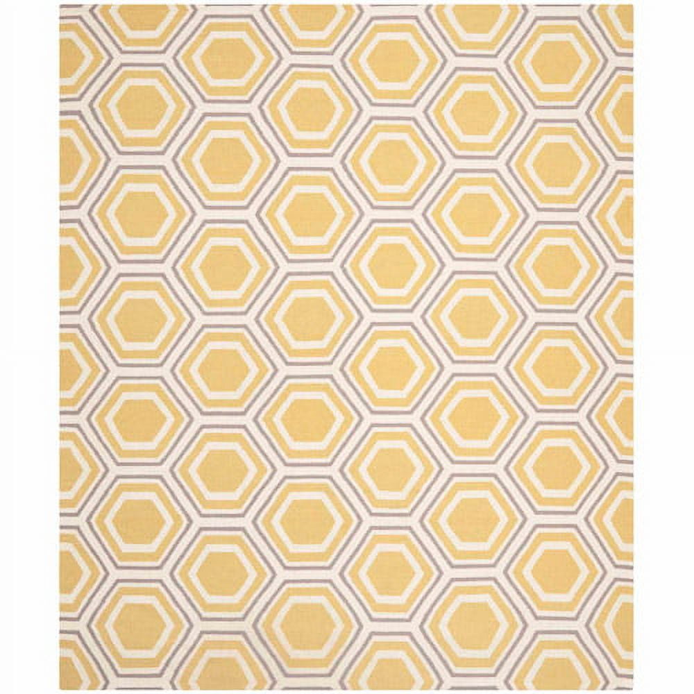 Ivory and Yellow Geometric Wool 9' x 12' Area Rug